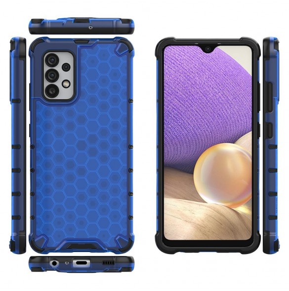 Honeycomb-fodral bepansrat skal med en gelram för Samsung Galaxy A13 5G blå