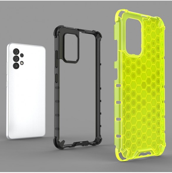 Honeycomb-fodral bepansrat skal med en gelram för Samsung Galaxy A13 5G blå