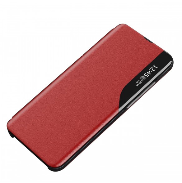 Eco Leather View Case ett elegant fodral med flik och stativfunktion för Samsung Galaxy A73 röd
