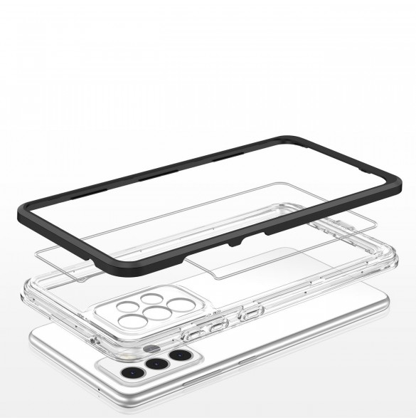 Genomskinligt 3-i-1 fodral för Samsung Galaxy A13 5G Frame Gel Cover Svart