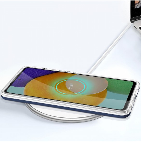 Genomskinligt 3-i-1 fodral för Samsung Galaxy A13 5G Frame Gel Cover Blå