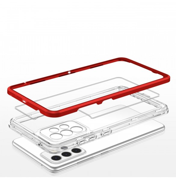 Genomskinligt 3-i-1 fodral för Samsung Galaxy A13 5G Frame Gel Cover Röd