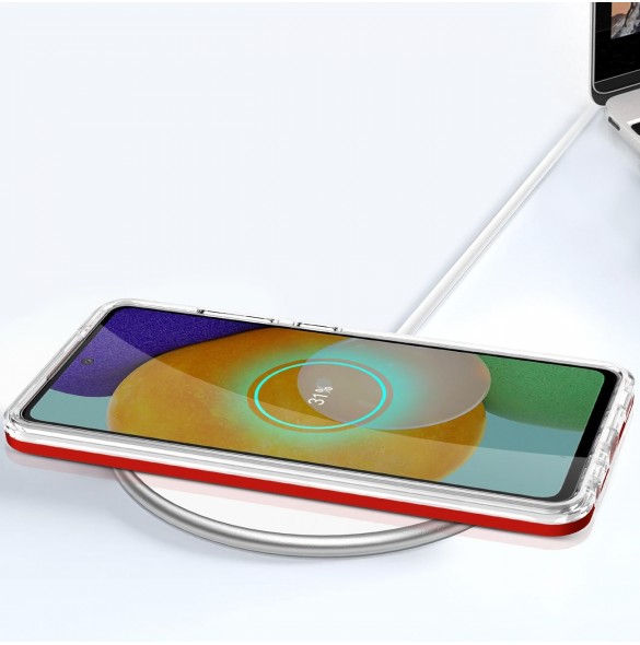 Genomskinligt 3-i-1 fodral för Samsung Galaxy A13 5G Frame Gel Cover Röd