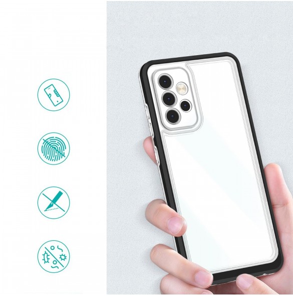 Genomskinligt 3-i-1 fodral för Samsung Galaxy A33 5G Frame Gel Cover Svart
