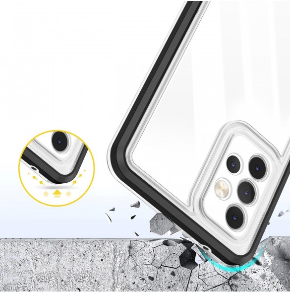 Genomskinligt 3-i-1 fodral för Samsung Galaxy A33 5G Frame Gel Cover Svart