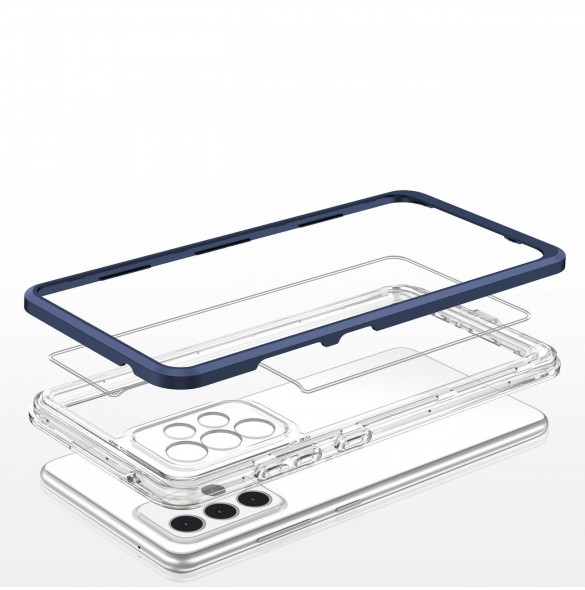 Genomskinligt 3-i-1 fodral för Samsung Galaxy A33 5G Frame Gel Cover Blå