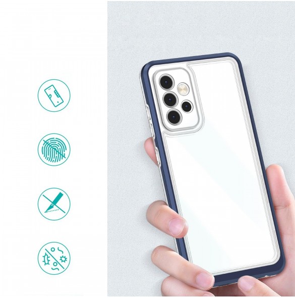 Klart 3-i-1 fodral för Samsung Galaxy A73 Frame Cover Gel Blue