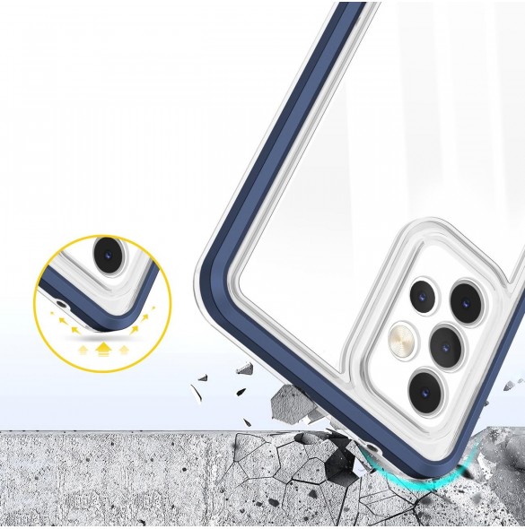 Klart 3-i-1 fodral för Samsung Galaxy A73 Frame Cover Gel Blue