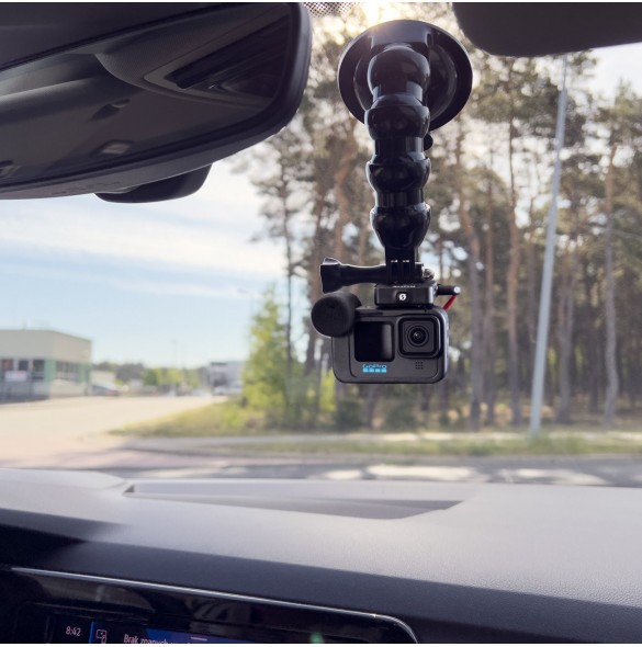 GoPro sugkoppshållare för GoPro, DJI, Insta360, SJCam, Eken sportkameror + smartphone adapter (GoPro bil sugkopp)