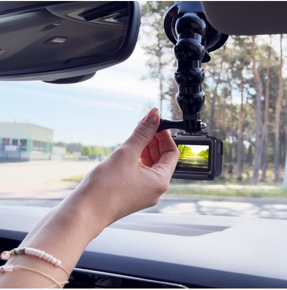 GoPro sugkoppshållare för GoPro, DJI, Insta360, SJCam, Eken sportkameror + smartphone adapter (GoPro bil sugkopp)