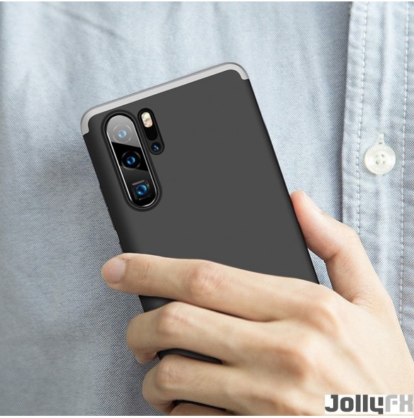 Svart-silver och väldigt snyggt skydd till Huawei P30 Pro.