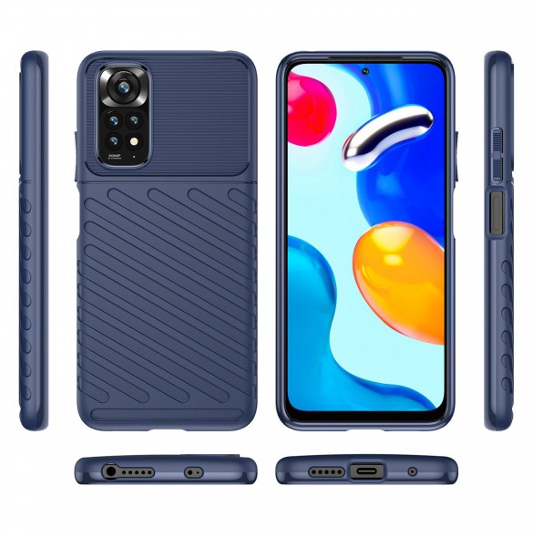 Thunder Case Flexibel Armored Cover Sleeve för Xiaomi Redmi Note 11 Pro 5G / 11 Pro blå