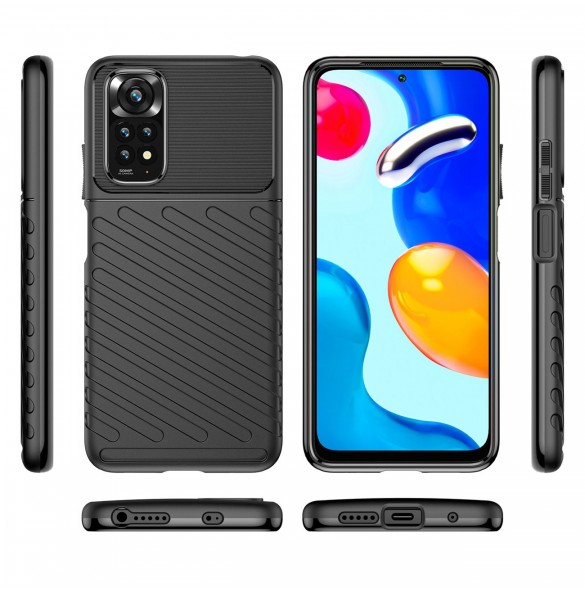 Thunder Case Flexibel Armored Cover Sleeve för Xiaomi Redmi Note 11 Pro 5G / 11 Pro svart