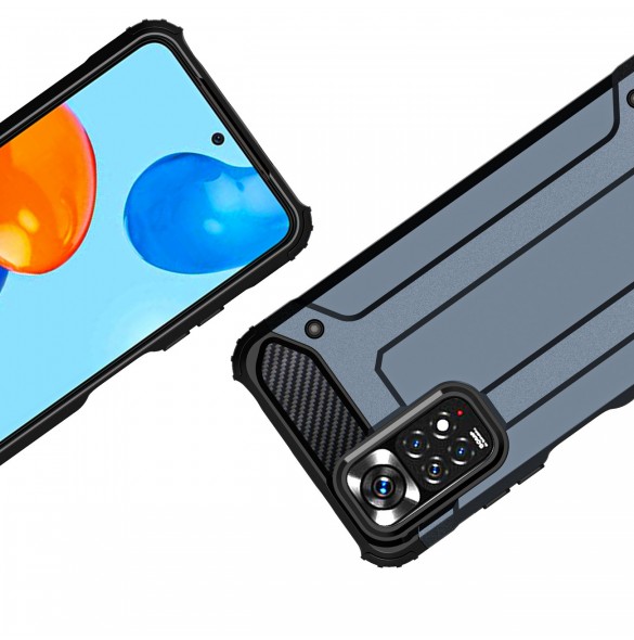 Hybrid Armor Case Tough Rugged Cover för Xiaomi Redmi Note 11S / Note 11 blå