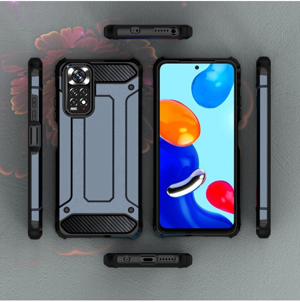 Hybrid Armor Case Tough Rugged Cover för Xiaomi Redmi Note 11S / Note 11 svart