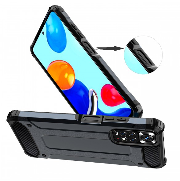 Hybrid Armor Case Tough Rugged Cover för Xiaomi Redmi Note 11S / Note 11 svart