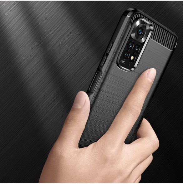 Carbon Case Flexibel Cover Sleeve för Xiaomi Redmi Note 11S / Note 11 svart
