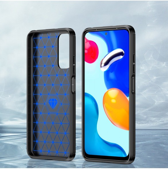 Carbon Case Flexibel Cover Sleeve för Xiaomi Redmi Note 11S / Note 11 svart