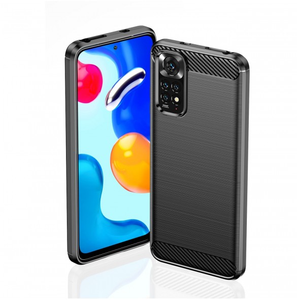 Carbon Case Flexibel Cover Sleeve för Xiaomi Redmi Note 11S / Note 11 svart