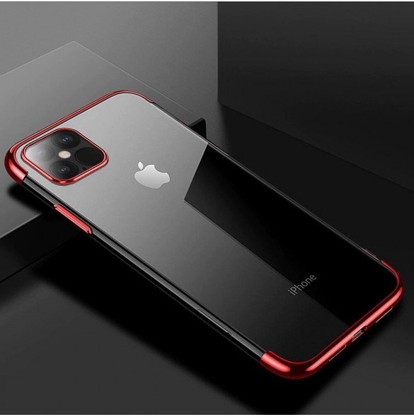 Clear Color fodral TPU gelöverdrag med metallram för Samsung Galaxy S22 röd