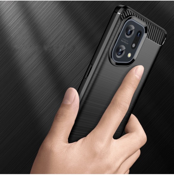 Carbon Case flexibelt täckfodral Oppo Find X5 svart