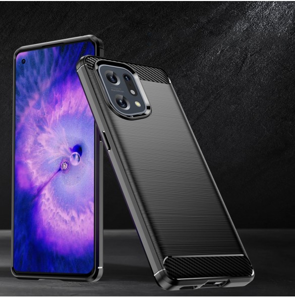 Carbon Case flexibelt täckfodral Oppo Find X5 svart