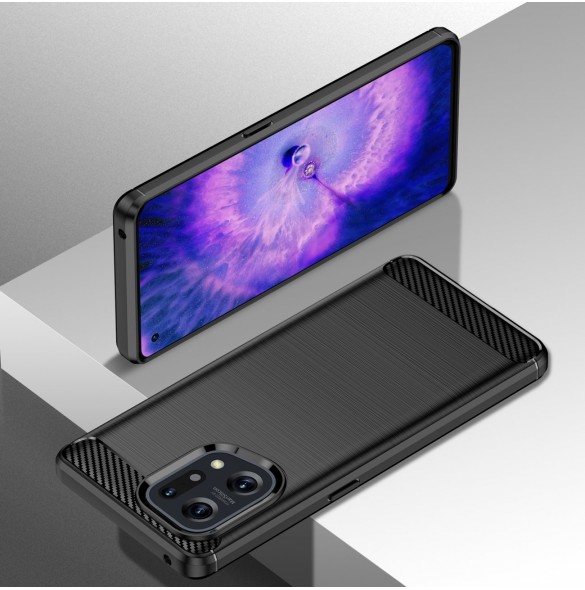Carbon Case flexibelt täckfodral Oppo Find X5 svart