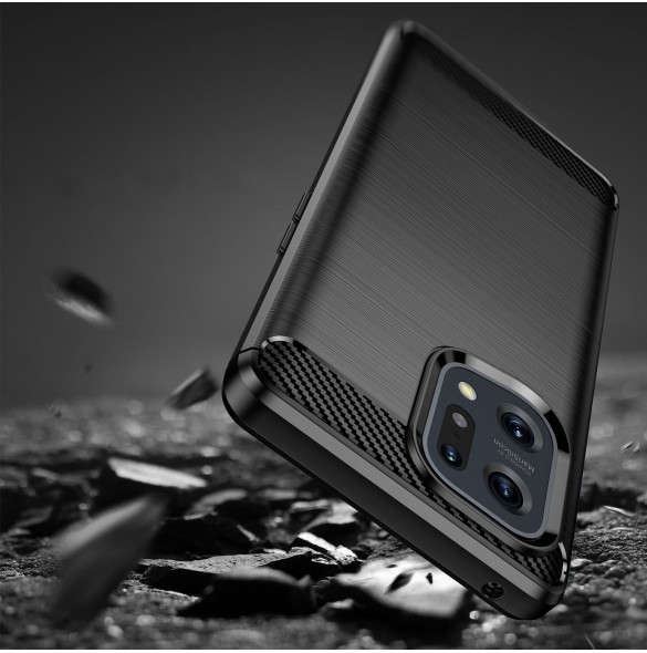 Carbon Case flexibelt täckfodral Oppo Find X5 svart