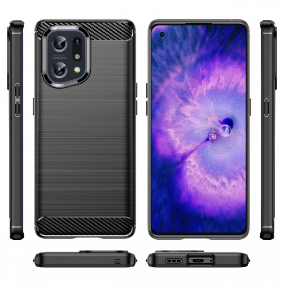 Carbon Case flexibelt täckfodral Oppo Find X5 svart