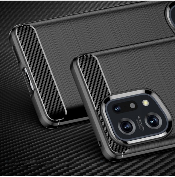 Carbon Case flexibelt täckfodral Oppo Find X5 svart