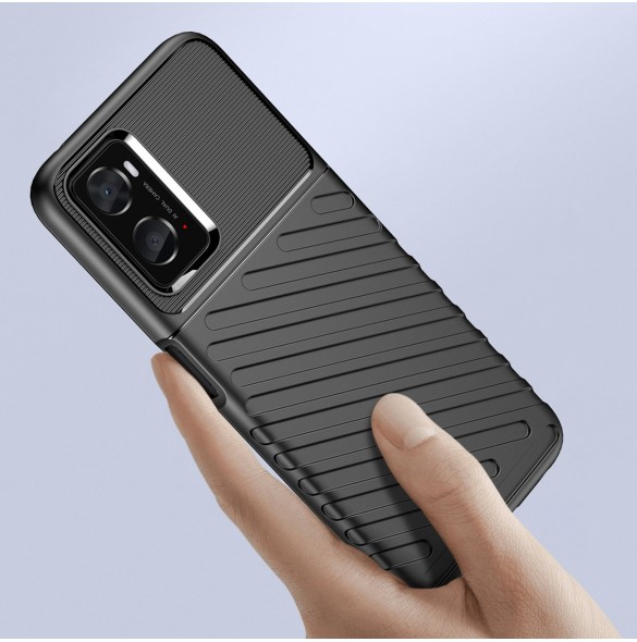 Thunder Case flexibelt pansarskydd för Oppo A76 / Oppo A36 / Realme 9i svart