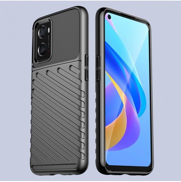 Thunder Case flexibelt pansarskydd för Oppo A76 / Oppo A36 / Realme 9i svart