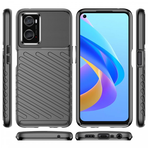 Thunder Case flexibelt pansarskydd för Oppo A76 / Oppo A36 / Realme 9i svart