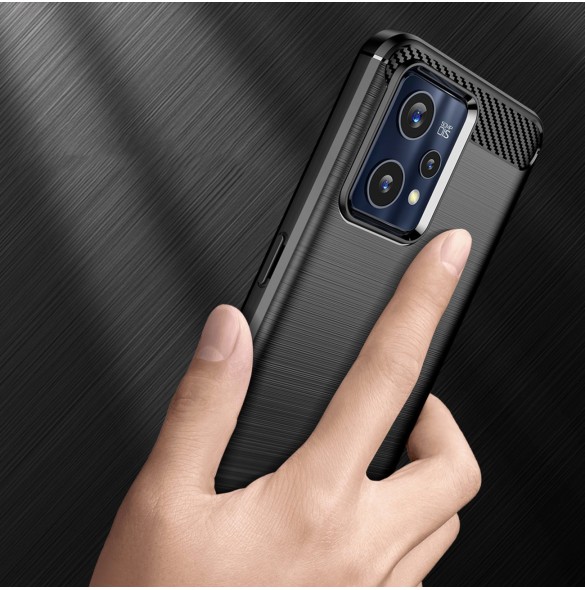 Carbon Case Flexible Cover Realme 9 Pro + (9 Pro Plus) svart