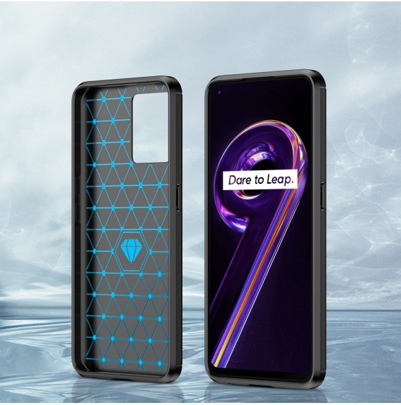 Carbon Case Flexible Cover Realme 9 Pro + (9 Pro Plus) svart