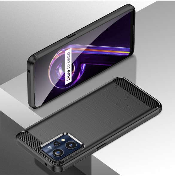 Carbon Case Flexible Cover Realme 9 Pro + (9 Pro Plus) svart