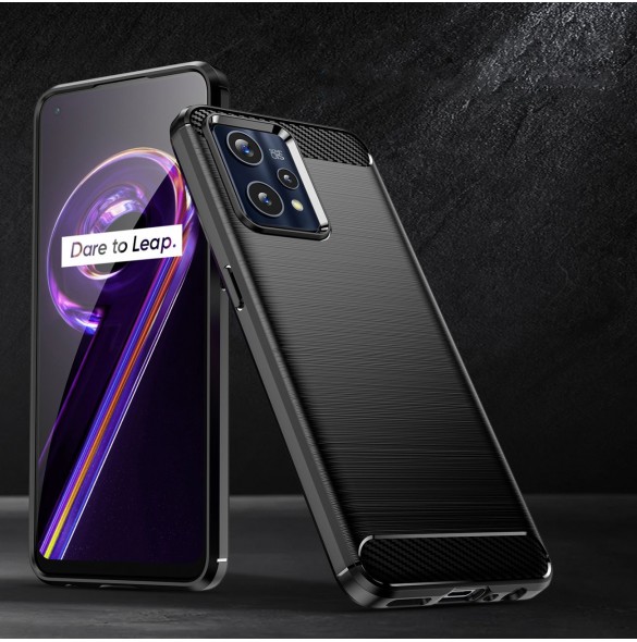 Carbon Case Flexible Cover Realme 9 Pro + (9 Pro Plus) svart