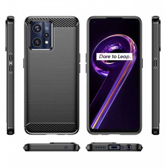 Carbon Case Flexible Cover Realme 9 Pro + (9 Pro Plus) svart