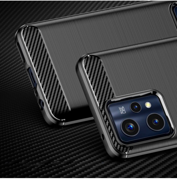 Carbon Case Flexible Cover Realme 9 Pro + (9 Pro Plus) svart