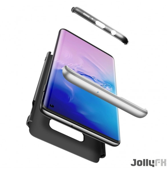 Svart-silver och mycket snyggt skydd till Samsung S10e.