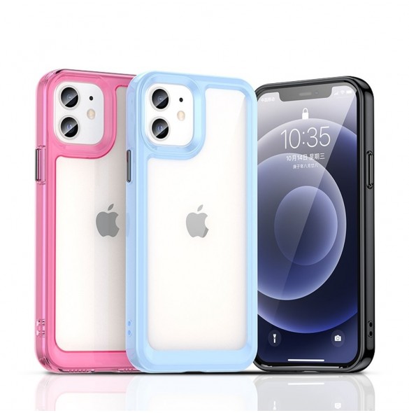 Outer Space Fodral för iPhone 12 hårt skal med gelram blå