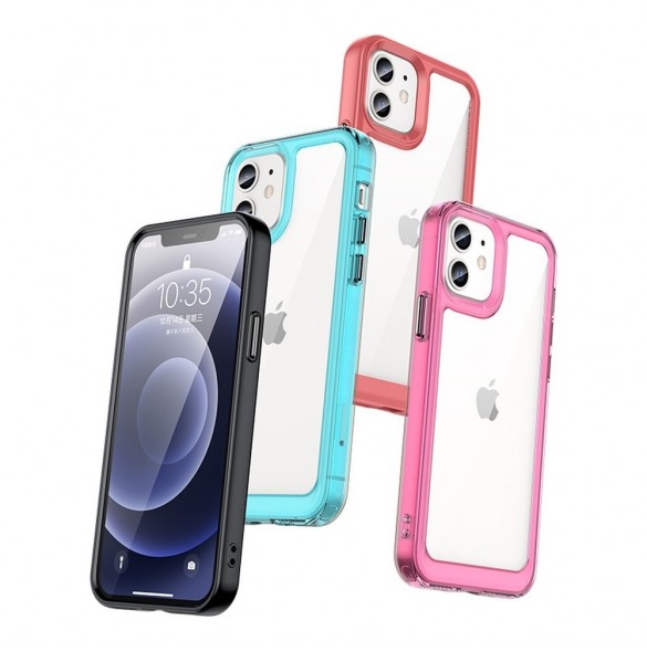 Outer Space Fodral för iPhone 12 hårt skal med gelram blå
