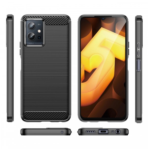Kolfodral flexibel täckhylsa Vivo Y55 / Y75 / Y33s / iQOO Z6 / iQOO U5 svart