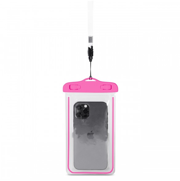 PVC vattentätt telefonfodral med snodd - rosa