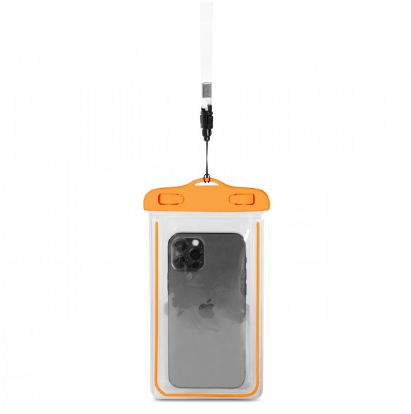 PVC vattentätt telefonfodral med snodd - orange
