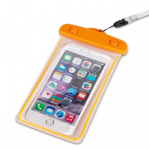 PVC vattentätt telefonfodral med snodd - orange