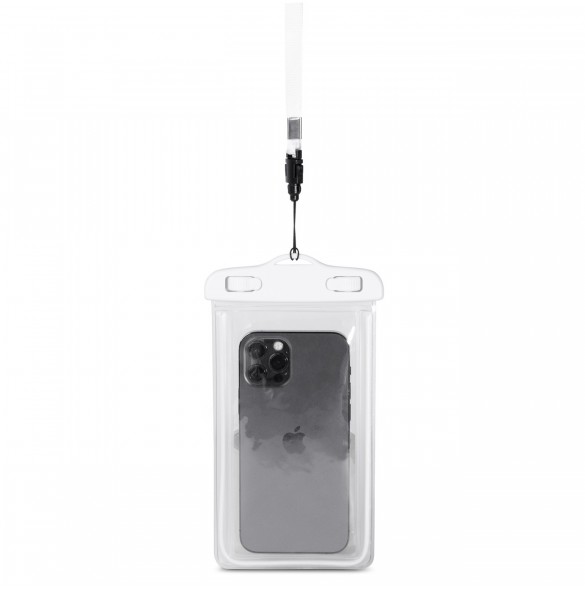 PVC vattentätt telefonfodral med snodd - vit