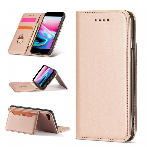 Magnetkortfodral Fodral för iPhone SE 2022 / SE 2020 / iPhone 8 / iPhone 7-väska Plånbokskort Plånboksställ Rosa