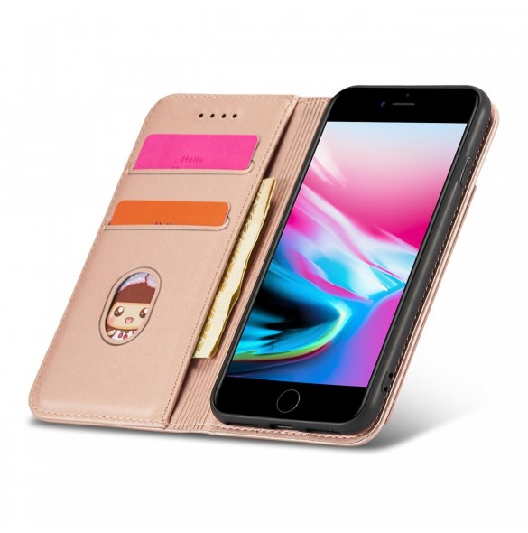 Magnetkortfodral Fodral för iPhone SE 2022 / SE 2020 / iPhone 8 / iPhone 7-väska Plånbokskort Plånboksställ Rosa