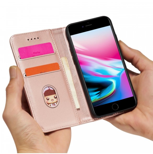 Magnetkortfodral Fodral för iPhone SE 2022 / SE 2020 / iPhone 8 / iPhone 7-väska Plånbokskort Plånboksställ Rosa